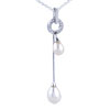 Dangling Double Pearl Drop Pendant Sterling Silver
