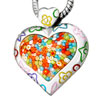 Murano Glass Millefiori Multi Color Heart With Pattern Pendant
