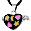 Black Heart Shape With Pink Heart And Yellow Star And Moon Wedding Pendant