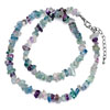 Chic Aquamarine And Purple Charm Nugget Chips Stone Stretch Pendant Neckla...