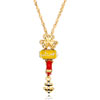 18K Gold Plated Clover Yellow Murano Glass Anchor Dangle Pendant Necklace ...