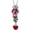 Garnet Red Murano Glass Rose Pink Spacer Wheel Dangle Heart Love Pendant N...