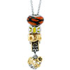 18K Gold Murano Glass Golden Set Dangle Pendant Necklace 18" Beaded