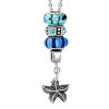 Aquamarine Blue Crystal Murano Glass Silver Set Dangle Starfish 18" P...