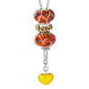 Colorful Murano Glass Silver Set Dangle Heart Love 18" Pendant Neckla...