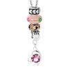Colorful Crystal Rose Pink Murano Glass Silver Dangle Heart Love 18" ...