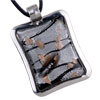 Gray Striped Rectangular Framed Pendant