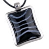 Black Striped Rectangular Framed Pendant