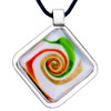 Murano Glass - White Swirl Square Framed Pendant
