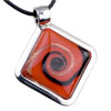 Red Swirl Square Framed Pendant