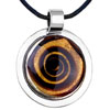Murano Glass - White Brown Round Framed Pendant