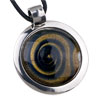 Murano Glass - Black And Golden Round Framed Pendant