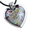  Murano Glass - Pale Blue Heart Framed Pendant