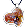 Heart Shape With Brown Flower Pattern  Pendant 