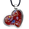 Red Heart Shape With Flower Pattern Pendant