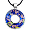 Murano Glass - Blue Millefleurs Open Round Pendant