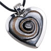 Murano Glass - Swirl Black And Brown Heart Framed Pendant