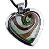 Green Swirl  Heart  Framed  Pendant 