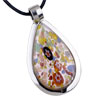 Silver Millefleurs Droplet Framed Pendant