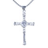 Clear Marquise  Cross  Silver Pendant Sterling