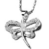 Crystal Dragonfly Silver Tone Pendant