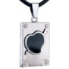 Black Heart With Arrow On Rectangular Stainless Steel Pendant