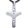 Cross With Rose And Rhinestone Crystal Stainless Steel Wedding Pendant