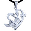  Swan  Formed Heart With Rhinestone Crystal Stainless Steel Pendant