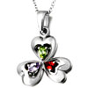 Sterling Silver Clover With Colorful Swarovski Crystal Wedding Pendant