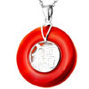 Agate Circle Chinese Character Fu 925 Sterling Silver Pendants