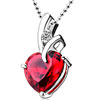925 Sterling Silver Jan Birthstone Garnet Red Crystal Heart Love Pendant N...
