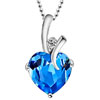 925 Sterling Silver Sep Birthstone Sapphire Blue Crystal Heart Love Pendan...