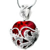 Red January Birthstone Crystal Heart 925 Sterling Silver Wedding Pendant