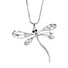 Silver Tone Clear White Crystal Dragonfly Pendant Necklace