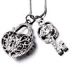 Filigree Vintage Antique Heart Key White Swarovski Element Crystal Wedding Pendant Necklace