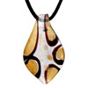  Gold  And Silver Striped Leaf Murano Glass  Pendant 