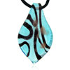 Blue And Silver Striped Leaf Murano Glass Pendant