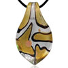 Silver And Gold Striped Leaf Murano Glass Pendant