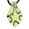 Green And Silver Striped Leaf Murano Glass Pendant
