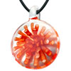 Clear Murano Glass Round With Beautiful Orange Flower Pendants