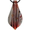 Red Murano Glass Leaf Drop With Silver Foil And Black Lines Summer Pendants