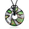 Green And Silver Striped Round Murano Glass Christmas Pendant