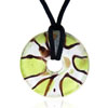 Green And Silver Striped Oval Murano Glass Pendant