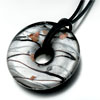 Silver Foil Murano Glass Round With Black Strips And Brown Spot Summer Pen...