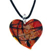 Red With Gold Foil Heart Murano Glass Pendant