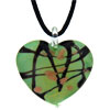 Green With Gold Foil Heart Murano Glass Pendant