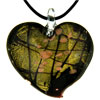 Striped Gold Heart Murano Glass Pendant