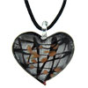 heart necklace - Silver Foil Murano Glass  Heart  Pendant