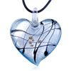 Striped Blue Heart Murano Glass Pendant