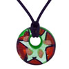 Amber And Silver Foil Murano Glass Donut Pendant